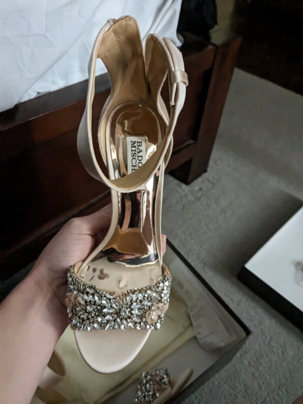 NEW Badgley Mischka Lauren ankle strap wedge 7 - Picture 3 of 9